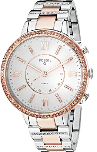 Fossil Q Women's Virginia Two-Tone Stainless Steel Hybrid Smartwatch, Color: Rose Gold-Tone, Silver-Tone (Model: FTW5011)