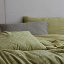 Matcha Green Nature Solid Color Bedding Set Waffle Weave Green Duvet Cover