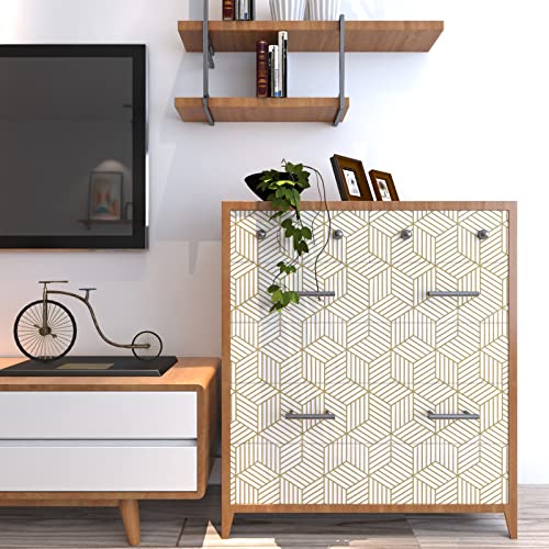 Gold and White Geometric Wallpaper Peel and Stick Wallpaper Hexagon