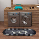Laundry Collection Checkered Border Non-Slip Rubber Back Runner Rug,