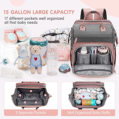 Baby Diaper Bag Backpack, Diaper Changing Station,Portable Crib Backpack