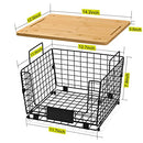 2 Set Kitchen Counter Basket with Bamboo Top - Pantry Cabinet Organization and Storage Wire Basket