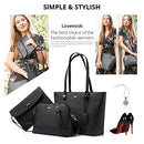Handbags for Women Shoulder Bags Tote Satchel Hobo 3pcs Purse Set Black