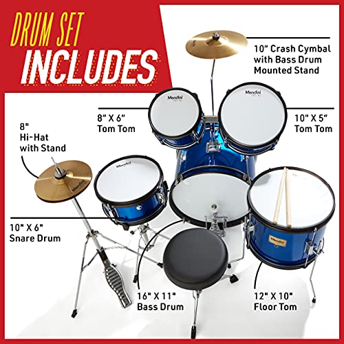 Starter Drums Kit with Bass, Toms, Snare, Cymbal, Hi-Hat, Drumsticks & Seat