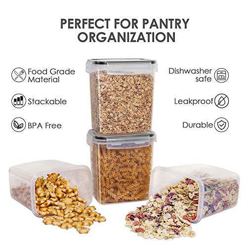 Airtight Food Storage Containers 12 Pieces 1.5qt / 1.6L- Plastic BPA Free Kitchen Pantry