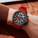 Men Watch Waterproof Sport Casual Watch for Men  Quartz Wristwatches (Red)