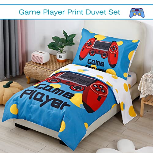 Comforter Sets for Toddler 4 Pieces Toddler Bedding Set Boys Gamer Comforter Sheet Set