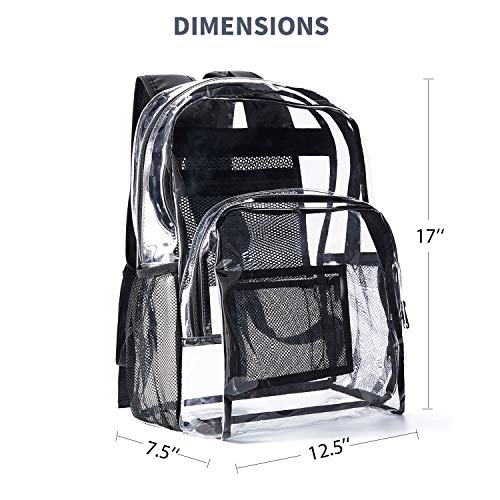 Clear Backpack Heavy Duty PVC Transparent Backpack with Reinforced Strap Stitches