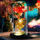 Glass Artificial Forever Roses Flowers Beauty and The Beast Light Rose Present Decor