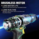 Cordless drill set, 20V Brushless Drill Driver Kit, 2x 2.0Ah Li-ion Batteries
