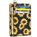 Slim Front Pocket Wallet RFID Blocking Minimalist Credit Card Holder Wallet Sunflower