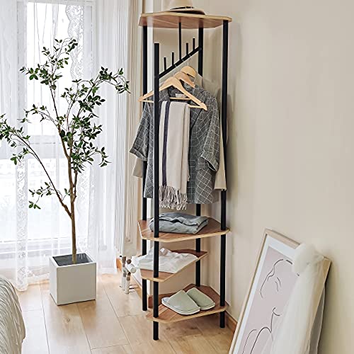 Vintage Corner Hall Tree, Thickened MDF Material Entryway Coat Rack with Shoe Bench