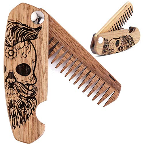 Wooden Beard Comb for Men Folding Pocket Comb