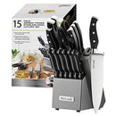 Knife Sets,15 Pieces German Stainless Steel Kitchen Knife Block Set