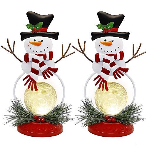 Lighted Christmas Table Decorations, Christmas Snowman LED Glass Ball Lights