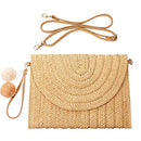 Straw Shoulder Bag Straw Clutch  Crossbody Bag Casual Beach Straw Handmade Bag