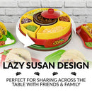 Nostalgia Taco Tuesday Heated Lazy Susan Topping Bar Perfect for Burritos, Nachos, Fajitas, 20-Oz. Warming Pot, Includes 4 Tortilla Holders, Red