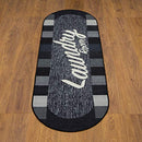 Laundry Collection Checkered Border Non-Slip Rubber Back Runner Rug,