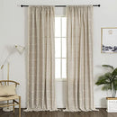 1 Pair Cotton Linen Boho Curtains with Tassel, Farmhouse Curtains