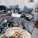 Floral Leaves Pattern Duvet Cover King Black Duvet Cover Set Grey Bedding Set