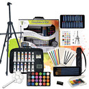 126 Piece Deluxer Artist Painting Set with Floor Easel, Arcylic and Watercolor Paint Kit