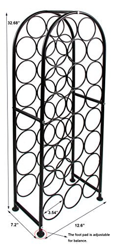 23 Bottles Arched Freestanding Floor Metal Wine Rack Wine Bottle Holders Stands, Black