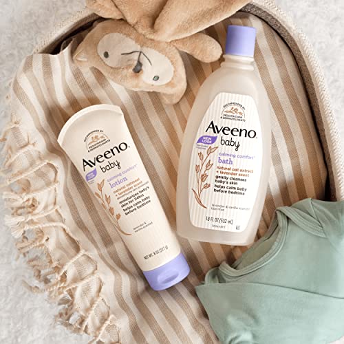 Aveeno Baby Calming Comfort Bath & Lotion Set, Night time Baby Skin Care Products