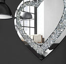Crystal Crush Diamond Heart Shaped Silver Mirror for Wall Decoration