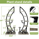 HOPUBUY Plant Stand Indoor 2 Pcs 6 Tier, Steel Wood Tall Plant Stand with Hanger, Outdoor Curved Flower Pot Holder, Modern Plant Shelf for Living Room, Black