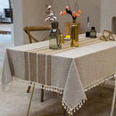 Tablecloth, Rectangle Table Cloth Cotton Linen Wrinkle Free Anti-Fading Embroidery