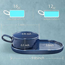 Ceramic Soup and Sandwich Plate Combo, 16 oz Soup Bowls/Mugs/Cups with Handles & 9.85-inch Oval Bread Plates, Soup and Cracker/Side Bowls Set