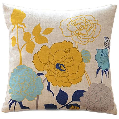 Blue and Yellow Pillow Covers Decorative for Couch Sofa Pack of 2