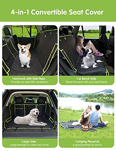 4-in-1 Dog Car Seat Cover, 100% Waterproof Scratchproof Dog Hammock with Big Mesh