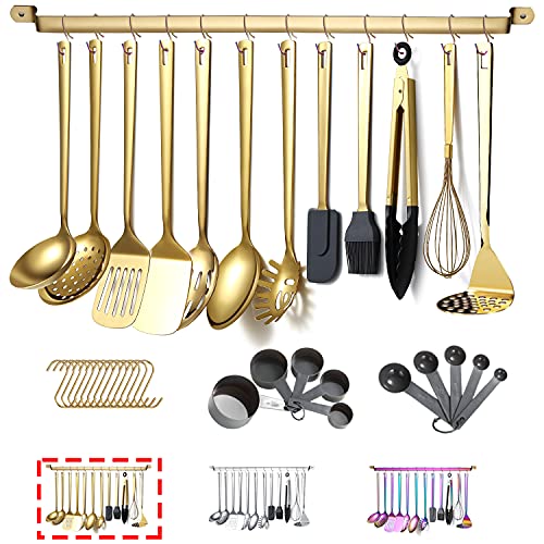 37 Pieces Kitchen Utensils Set with Titanium Gold Plating, Kitchen Gadgets Tool Set