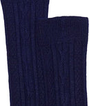 Girls 7-16 School Uniform Acrylic Cable Knee High 3 Pair Pack, Navy, Large