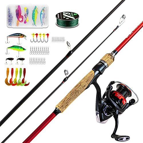 3 Piece Fishing Rod and Reel Combo, Travel Fishing Rod Portable Kit