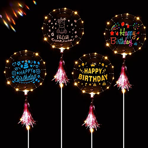 36 Pieces Clear Balloons DIY Transparent Balloons with Birthday Stickers