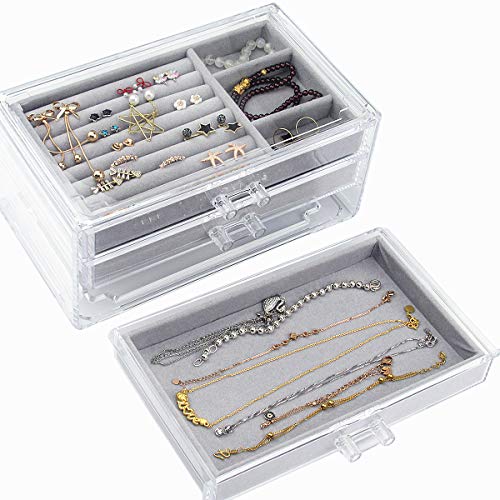 Acrylic Jewelry Box 3 Drawers, Velvet Jewelry Organizer