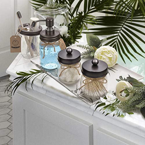 Mason Jar Bathroom Accessories Set 4 - Soap Dispenser, Apothecary Jars