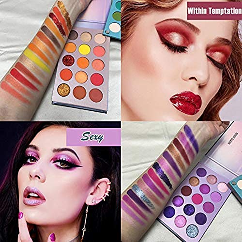 60 Color Eyeshadow Palette, 4 in 1 Board High Pigmented Glitter Matte Eye Shadow