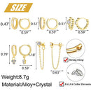 5 Pairs Gold Huggies Hoop Earrings Set for Women Girls Small Dangle Chain Hoop