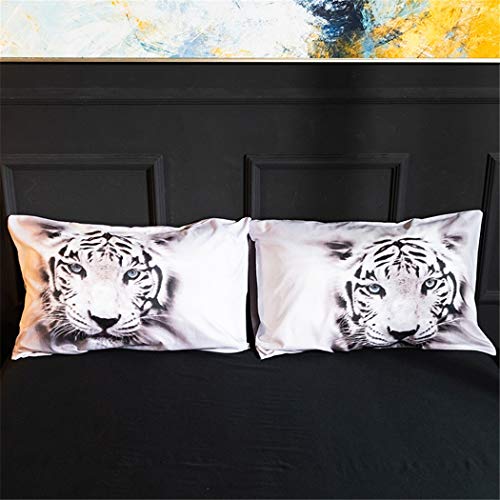 White Tiger Bedding Set Full Size 3D Animal Print for Kids Boys Teens Duvet Cover Set 3 Pieces