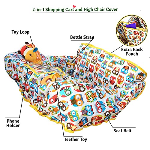 Croc N Frog 2-in-1 Shopping Cart Cover and High Chair Cover for Baby Boy or Girl