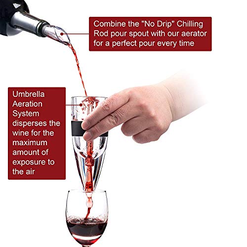 Red Wine Decanter Aerator Wine Air Aerator with Wine Chilling Rod Stainless Steel