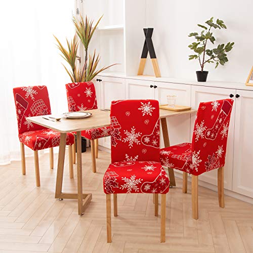 4PCS Stretch Removable Washable Dining Room Chair Protector Slipcovers Christmas Decor