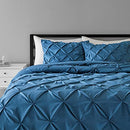 Pinch Pleat Down-Alternative Comforter Bedding Set - Full / Queen, Dark Teal
