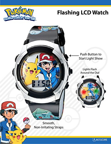 Pokémon Kids' Digital Watch Quartz Plastic Strap, Black, 16 (Model: POK3018)