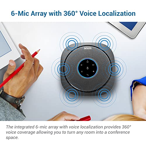 C300 Bluetooth 5.0 Conference Speakerphone with 6 Mics, 24 hrs Call Time, App Controlled