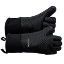 Grilling Gloves, Heat Resistant Gloves BBQ Kitchen Silicone Oven Baking (Black)