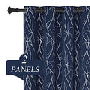Grommet Blackout Curtains 63 Inches Long Thermal Insulated Tree Branches Pattern